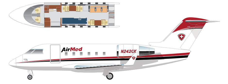 Challenger 601 top-down cabin layout