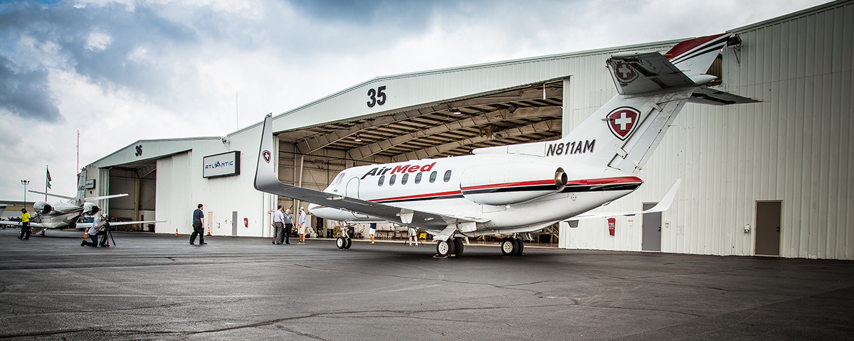 AirMed jet at hangar